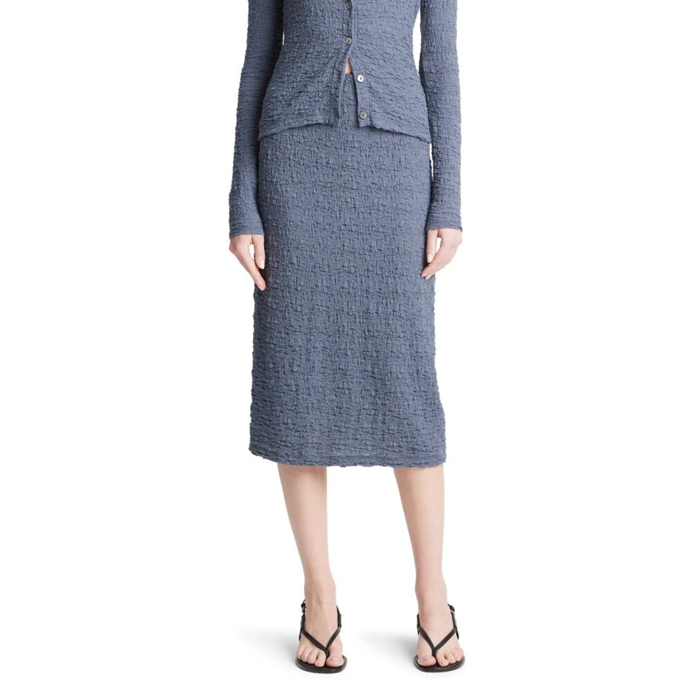 Vince Women's Smocked Knit Cotton Blend Midi Skirt size XS NWT Stretch Pencil